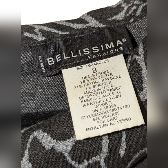 Bellisima black and grey pattern dress, size 8 - Picture 2 of 4